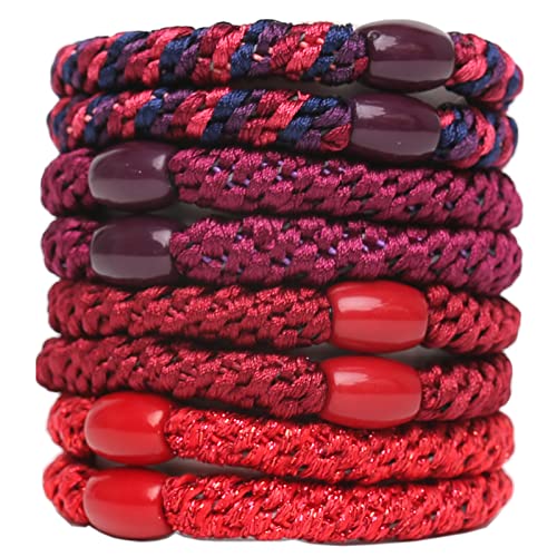 GYGYL 8Pcs Black Hair Ties for Women Girls, Elastics Hair Bands Ponytail Holders for Thick Hair, No Damage No Crease Hair Elastics