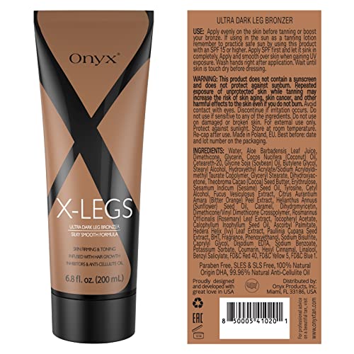 Onyx X-Legs Sunbed Cream Dark Tanning Lotion - Body Bronzer & Tan Accelerator - Hair Growth Inhibitor & Anti-Cellulite Oil