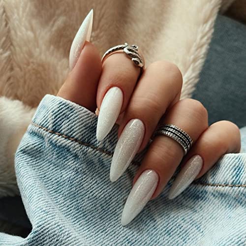 JUSTOTRY 24 Pcs Nude Short False Nails Almond,Gradient Pink Press on Nails Pattern,Glossy Fake Nails Short with Nail Glue,Oval Stick on Nails for