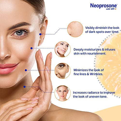 Neoprosone, Skin Lightening Cream | 1.7 fl oz / 50g | Fade Dark Spots on Face, Armpit, Elbows, Knees and Neck | with Vitamin C and Alpha Arbutin