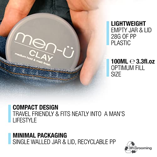 men-u CLAY styling 100ml, mens hair products – Great for matt & choppy styles. SIGNATURE MELON FRAGRANCE - Mens hair wax, medium hold & matt fini