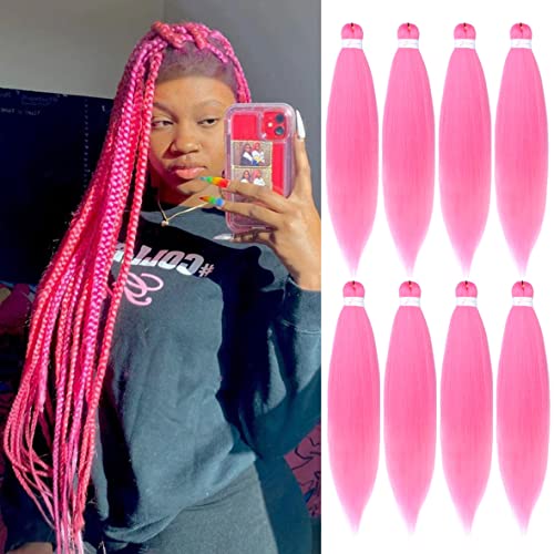 Leeven 3 Packs Pre Stretched Braiding Hair Extension Yaki Texture EZ Braids Hair for Coi Leray Braids Black Braiding Crochet Hair Extensions /30