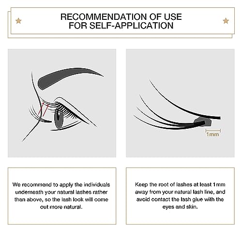 Moyutt Individual Cluster DIY Eyelash Extensions 240pcs D Curl LASH Volume Eyelash Clusters Extensions Wispy Lashes Cluster DIY at Home 8-16mm(40