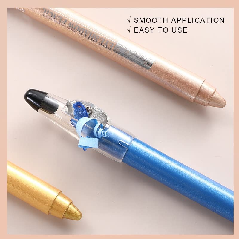 Pearlescent Silkworm Eyeshadow Pencil Crayon Lasting Waterproof and Not Blooming Shiny Pearlescent Gel Pen 12 Color Eye Shadow Pen (Set)
