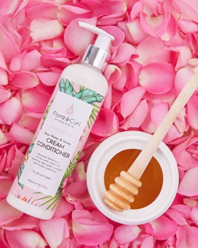 Flora & Curl Rose Water & Honey Cream Conditioner for Kinky and Curly Natural Hair 300ml