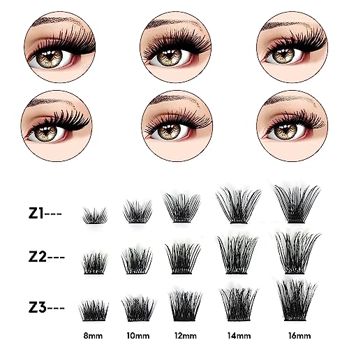 Individual Cluster Lashes, 72 PCS DIY Eyelash Extension,Natural Look Wispy Clusters Lashes 8-16MM D Curl Individual Lashes Extensions Reusable In