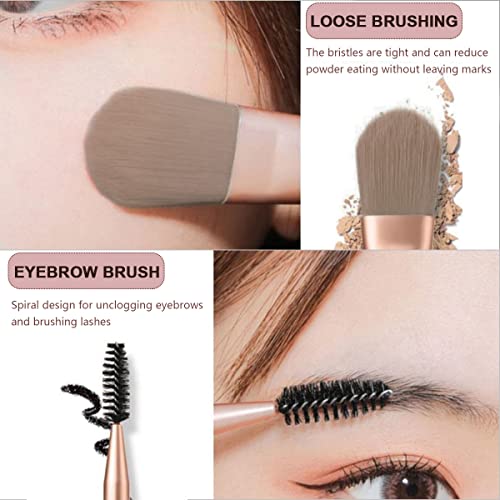 Professional Makeup Brushes Set Mini Makeup Brushes 8Pcs Portable Make up Set Premium Makeup Brushes Kits with PU Leather Bag Foundation Powder C