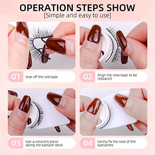 Sadodo Reusable Self Adhesive 3D False Eyelashes,3 Pairs in 1 Case, No Glue Needed,Natural Long Thick Fake Eye Lashes Box with replacement tape (