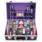 Bliss Makeup Case with Vegan Makeup Products – Complete Makeup Suitcase with Eyeshadow, Blusher, Lipstick, Eyebrow Wax and Powder, Brushes – Alum