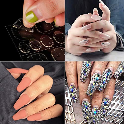 ILamourCar False Nails Stickers, 240 Pcs Double-Side Glue Nail Sticker, Waterproof Breathable False Nail Glue Stickers for DIY Nail Art Decoratio