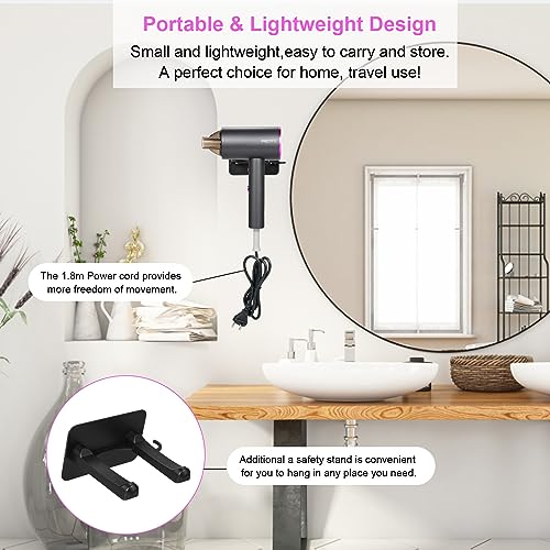 Pretfy Travel Hairdryers, 2000W Lightweight Hair Dryer for Women, Professional Ionic Blow Dryer with 2 Speeds, 3 Heating and Cool Button, Portabl