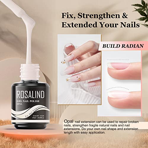 ROSALIND Nail Extension Gel 15ml Opal White 5 in 1 Builder White Gel UV LED Quick Building Poly Extension Gel Nails Art DIY Manicure at Home for