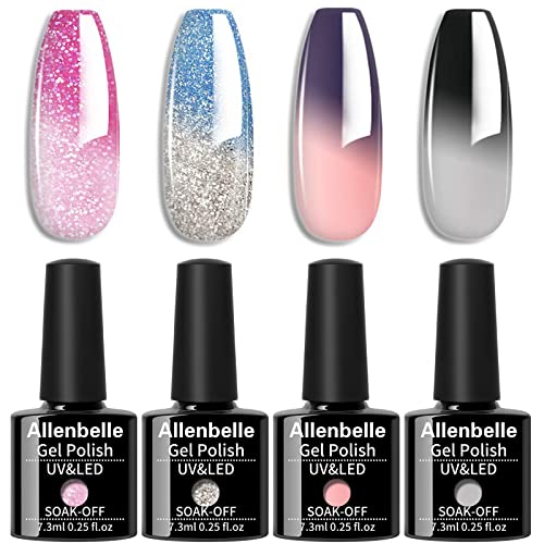 Allenbelle Gel Base and Top Coat Sets, UV LED Shellac Coat, No Wipe Soak Off Polish Set, Long Lasting Shiny High Gloss Finish, 1.0 count, Pack of