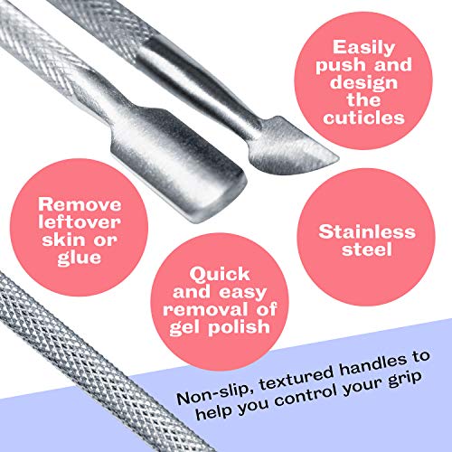 Mylee Professional Stainless Steel Dual Tool Cuticle Pusher Double End Manicure Pedicure Nail Cleaner Gel Polish Remover