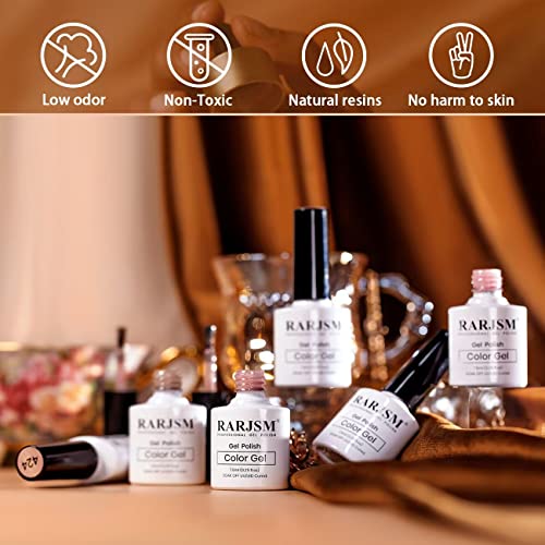 RARJSM Nude Gel Polish Set Pale Pink Milky Jelly Peach Pink Apricot Beige Champagne Brown Shimmer Holographic Glitter Iridescent Gel Nail Polish