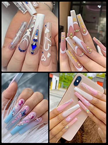 LIONVISON 3XL Extra Long Tapered Square False Nails, 240Pcs Clear Square Straight Fake Nail Tips for Acrylic Nails, 12 Sizes Full Cover Press On