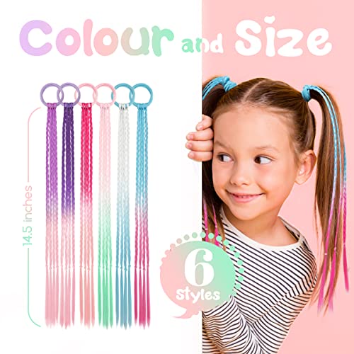 Dreamlover Hair Extensions for Braiding Kids, Coloured Hair Extensions for Kids, Girls Hair Accessories, 12 Pieces