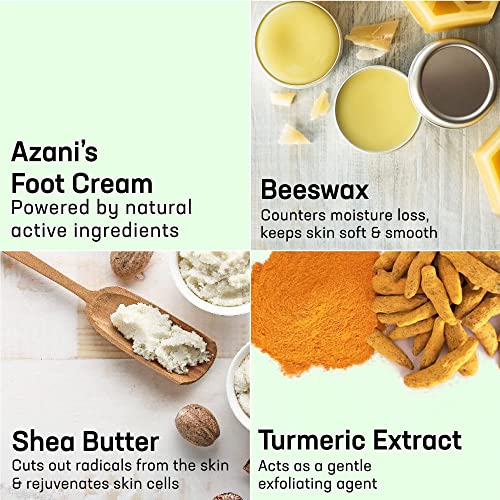 Azani Foot Care Cream (100 gm) | 4% Beeswax, 4% Shea Butter, Turmeric | For Rough, Dry and Cracked Heel, Knee & Elbow | Exfoliator, Moisturizer|