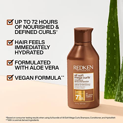 REDKEN All Soft Mega Curls Conditioner, For Very Dry Curly, Coily Hair, Nourishes, Hydrates and Detangles, Vegan Formula, 300ml