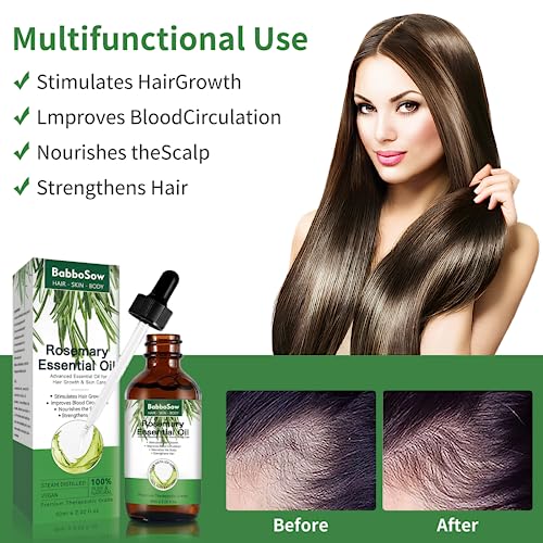 Rosemary Oil,Rosemary Essential Oil for Hair Growth, Eyebrow and Eyelash Growth, Skin Care, Improve Hair Loss and Nourishes Scalp,Organic rosemar