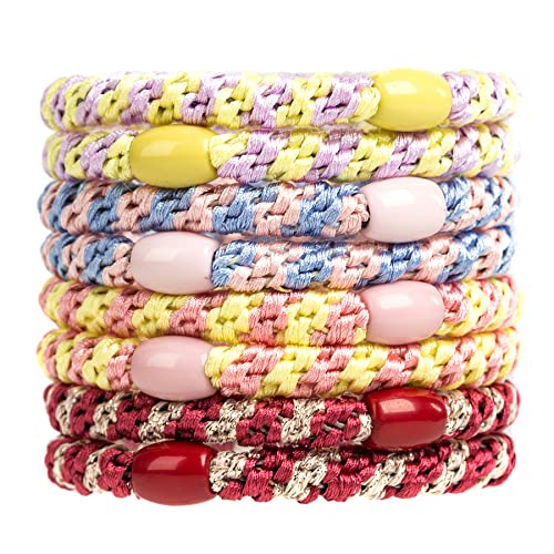 GYGYL 8Pcs Black Hair Ties for Women Girls, Elastics Hair Bands Ponytail Holders for Thick Hair, No Damage No Crease Hair Elastics