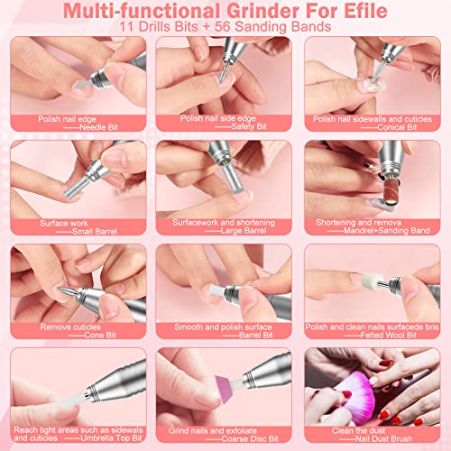 Nail Drill, NAILGIRLS Electric Nail Files, Electric Nail Drill Machine for Acrylic Nails, Portable USB 25000RPM Nail File Drill, Adjustable Speed