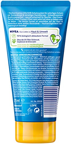 NIVEA SUN UV Dry Protect Sports Cream Gel SPF 30 (175 ml), Non-Greasy Sun Protection with Instant Dry Effect, Sweat-Resistant & Extra Waterproof
