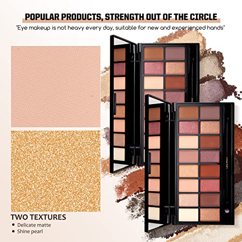 ONLYOILY 16 Colors make up Eyeshadow Palette Eye Shadow Powder Disc Portable Shimmer glitter eyeshadow with Brushes Waterproof Long Lasting