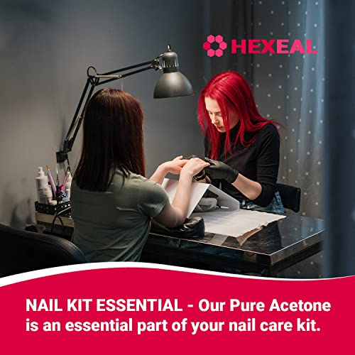 Hexeal ACETONE 99.5% | 500ml Professional Nail Polish Remover | Gel Soak Off, Acrylic, Varnish Remover