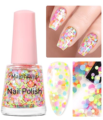 DouborQ Glitter nail polish Multicolor Translucent Long-lasting Sequins Nail Art Varnish