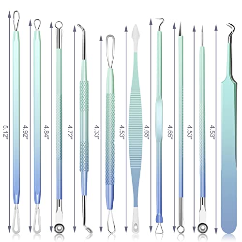 Blackhead Remover Pimple Popper Tool Kit 10 Pcs, Comedone Pimple Extractor Tool, Acne Kit for Blackhead, Whitehead Popping, Zit Removing (Blue)