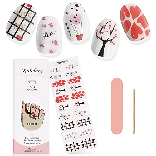 Kalolary Gel Nail Polish Strips, Semi Cured Nail Gel Art Sticker Waterproof Full Nail Wraps Decal Sets with Nail File and Stick for Women Girls N