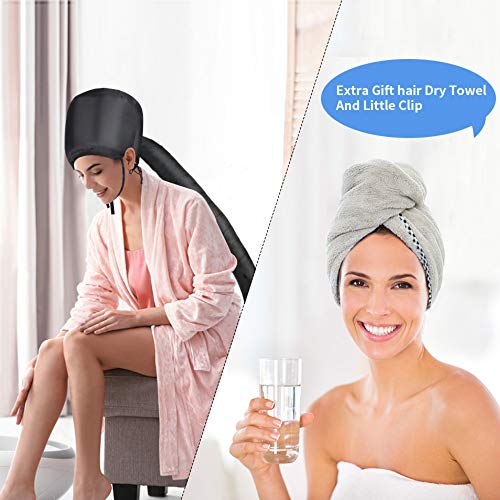 Bonnet Hood Hair Dryer Attachment,Heatigo 2023 Upgraded Version Soft Cap Adjustable For Hand Held Hair Dryer Cap Drying Styling Curling Deep Cond