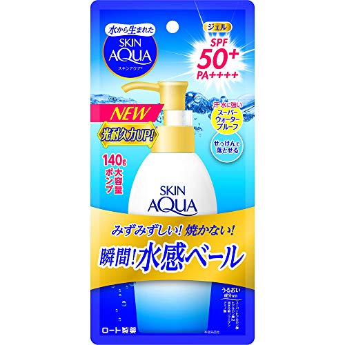 Skin Aqua UV Super Moisture Gel Large-capacity pump type Sunscreen Fragrance-free 140g SPF50+ / PA++++ Contains a UV absorber that is hard to be