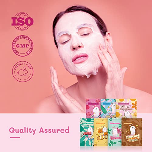 Sheet Masks, ZealSea Facial Mask(Pack of 7), Face Masks Skin Care for Girls and Kids, Kids Face Masks SPA Birthday Gift, Moisturizing/Brightening