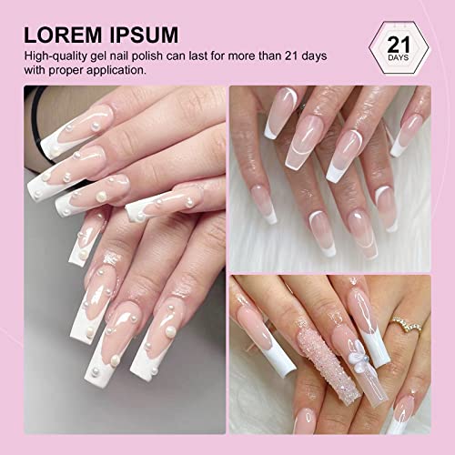 Saviland French White Gel Nail Polish -10ml Upgrade U V/LED Soak Off Gel Nail Polish Manicure for Professional, Salon & Home Use, Long Lasting, E
