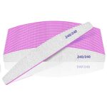 12pcs Nail Files, Professional Nail File 240/240 Grit Nail Files for Natural Nails or Thick Nail File, Nail Files Washable and Reusable, Double-S