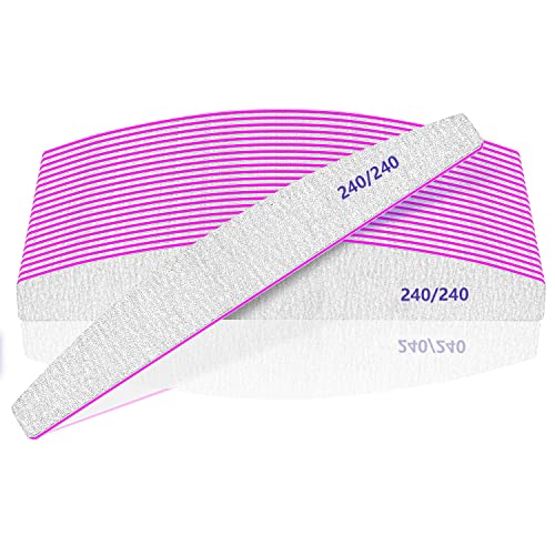 12pcs Nail Files, Professional Nail File 240/240 Grit Nail Files for Natural Nails or Thick Nail File, Nail Files Washable and Reusable, Double-S