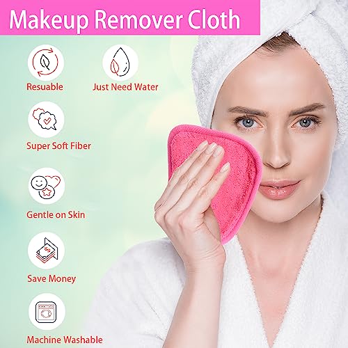 BloomSesame Makeup Remover Cloths for Face, Eye, Lips - Reusable Makeup Remover Pads Soft Microfiber Facial Cleansing Cloths 5 x 5 inch 6 Pack (D