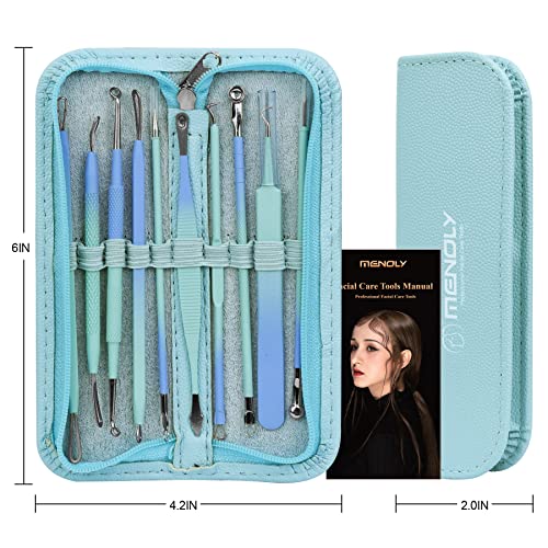 Blackhead Remover Pimple Popper Tool Kit 10 Pcs, Comedone Pimple Extractor Tool, Acne Kit for Blackhead, Whitehead Popping, Zit Removing (Blue)