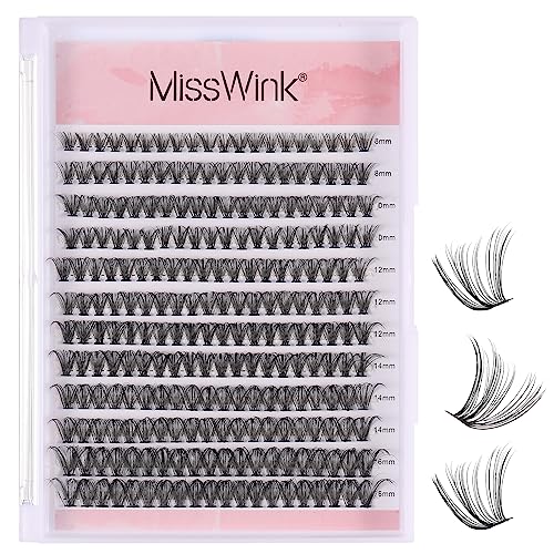 Heyu-Lotus 240 PCS Individual Lashes, 40D Cluster Lashes, D Curl Cluster Eyelash Extensions, 8-16mm Mixed Length Cluster Lashes Natural False Eye