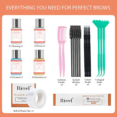 Eyebrow Lamination Kit,Professional Brow Lift Kit Premium Eyebrow Lift Kit Trendy Fuller Brow Look Semi-Permanent Tinting Make Brow Lifted Suitab