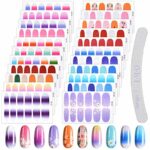 22 Sheets Full Wraps Nail Polish Stickers with Nail File, EBANKU Pure Color Shine Flower Self-Adhesive Nail Art Decals Strips Manicure Kits Nail