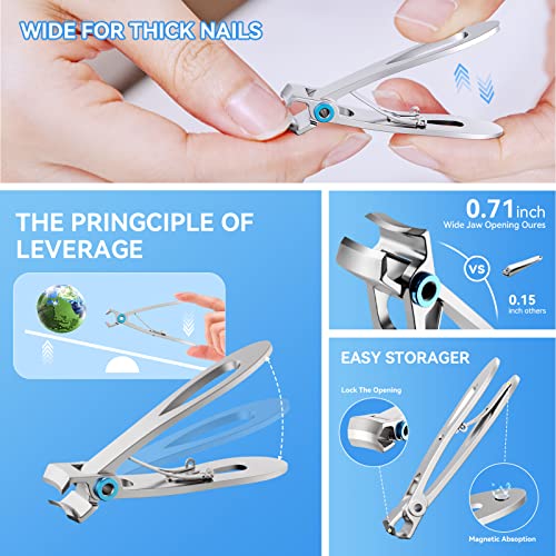 INXEN Toenail Clippers for Thick or Ingrown Nails, 7Pcs Professional Nail Clippers Manicure Set, Podiatrist Toenail Nippers, Stainless Steel Soft