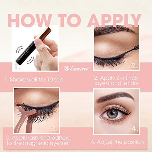 Magnetic Eyelashes with Eyeliner Kit - Magnetic False Eyelashes Multipack with Reusable Natural Magnetic Lashes - 5 Pairs Magnetic Fake Eyelashes