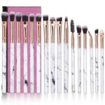 Eye Makeup Brushes Set DUAIU 16Pcs Eyeshadow brushes Premium Synthetic Makeup Brushes Eyebrow Eyeliner Blending Marble Handle Brushes Sets with P