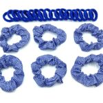 Pack of 6 Gingham Scrunchies & 18 Endless Hair Ponios, Girls School Hair Accessories Bobbles, Scrunchies Hair Bands School Uniform (Royal Blue)