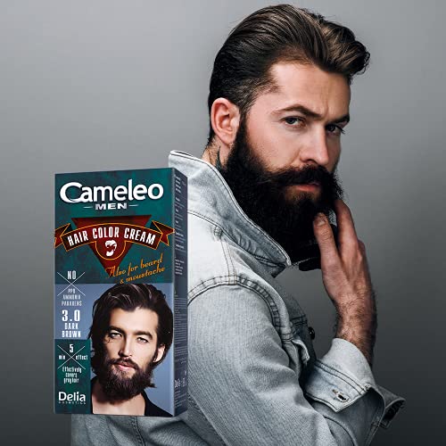 Cameleo Men - Permanent Hair Dye | Dark Brown Colour for Hair Beard & Moustache | Natural Colour Effect in 5 Minutes | Cover Grey Hair | Ammonia