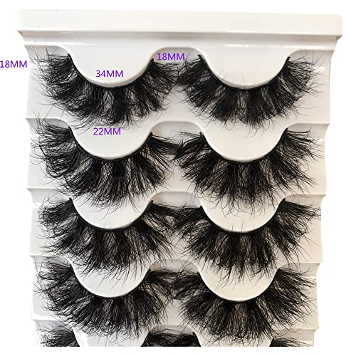 Gmagictobo False Eyelashes Fluffy 3D Faux Mink Lashes 22MM Dramatic False Lashes Pack Long Thick Volume Soft Strip Fake Eye Lashes 5 Pairs Multip