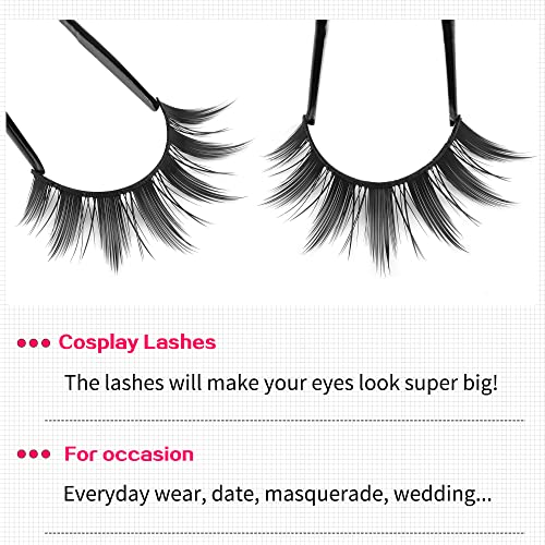 False Eyelashes Natural Cosplay Lashes Doll Anime Japanese Faux Mink Lashes Pack Spiky Manga Fake Eyelashes Wispy Long Thick Ruffle Fake Eye Lash